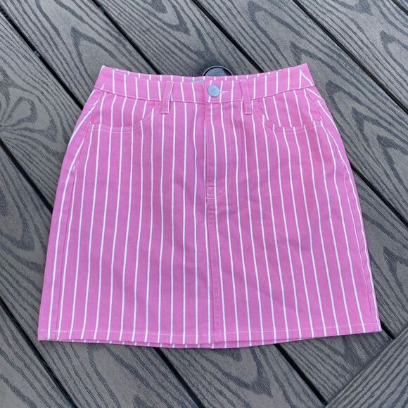Victor glemaud for target size 2 bubble gum pink mini striped denim skirt - Picture 1 of 4